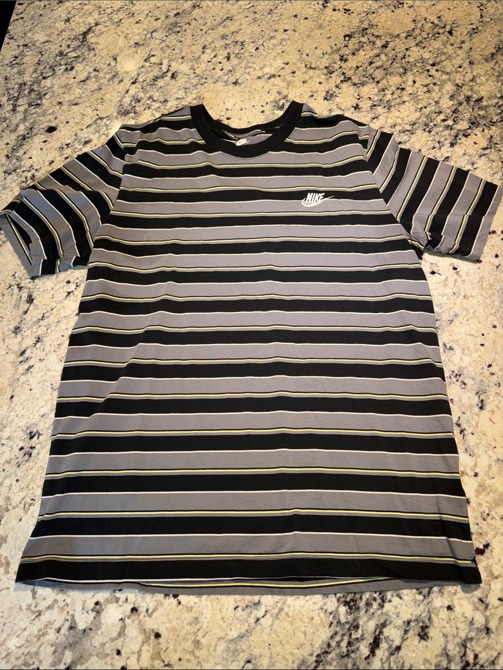 Nike Men’s Black & Gray Striped Crew T-Shirt